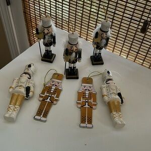 Charming Nutcracker Ornament Set - Gold, White, and Black 7 piece set